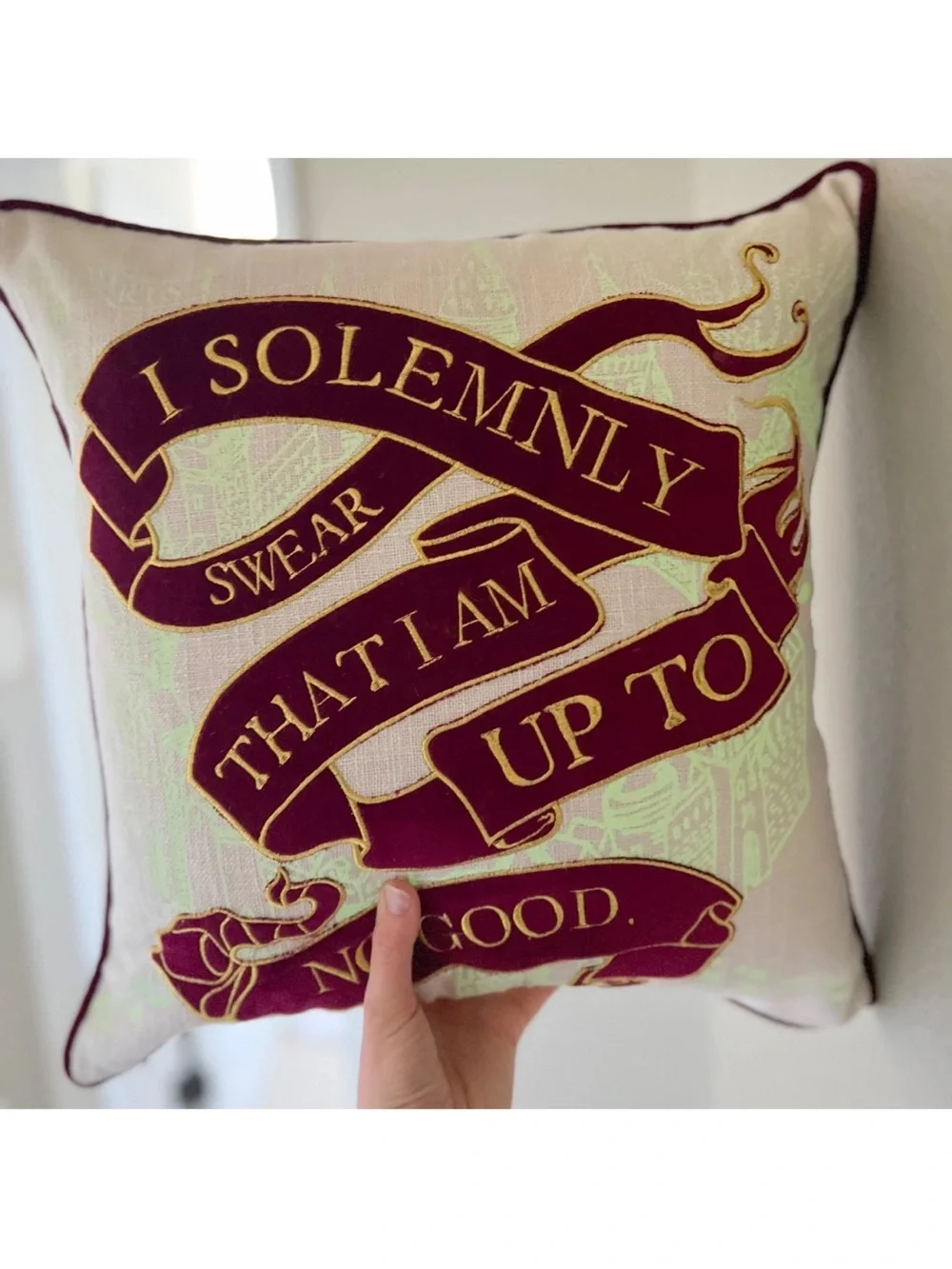 Pottery Barn Teen Harry Potter Marauders Map Pillow Cover 18x18 Glow In The Dark
